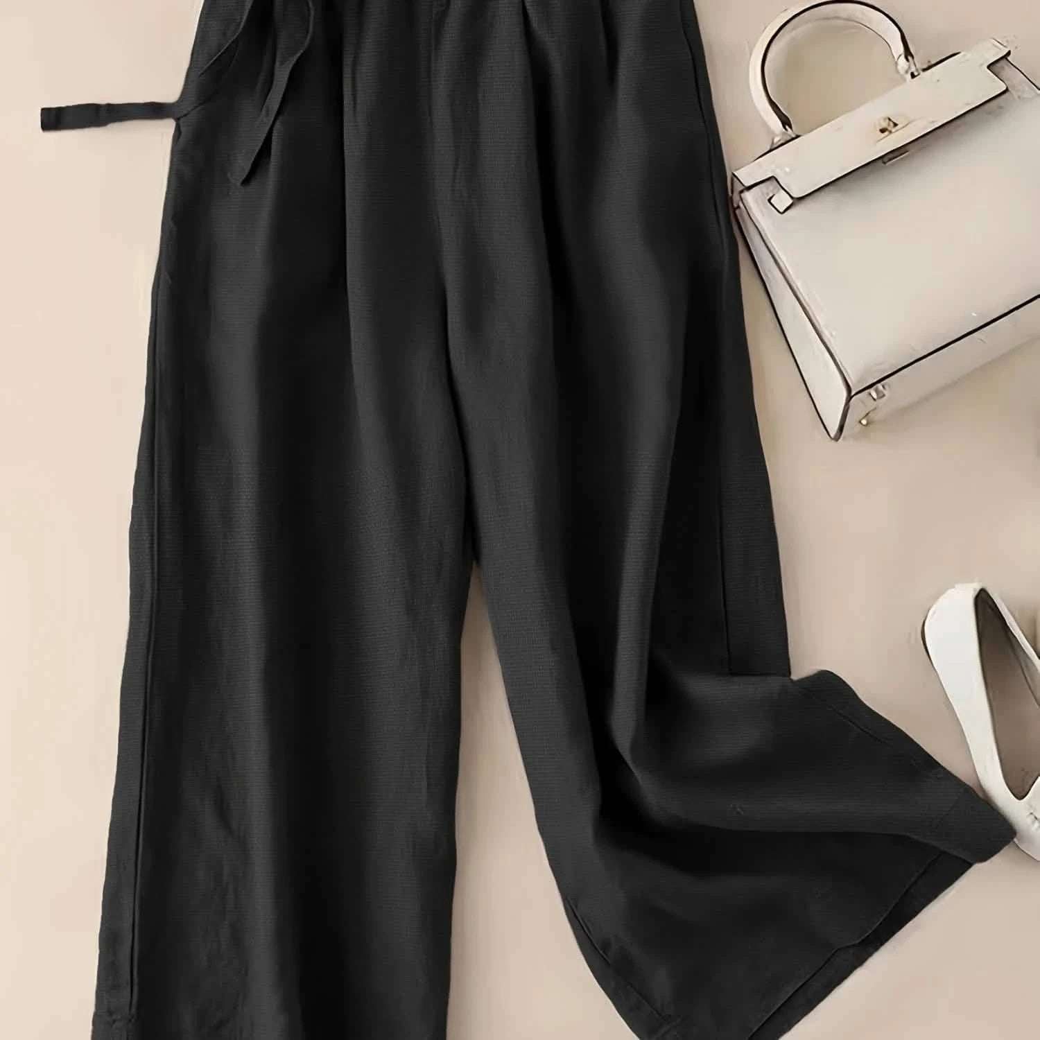 High-Waisted Wide-Leg Denim Jeans with Front Seams