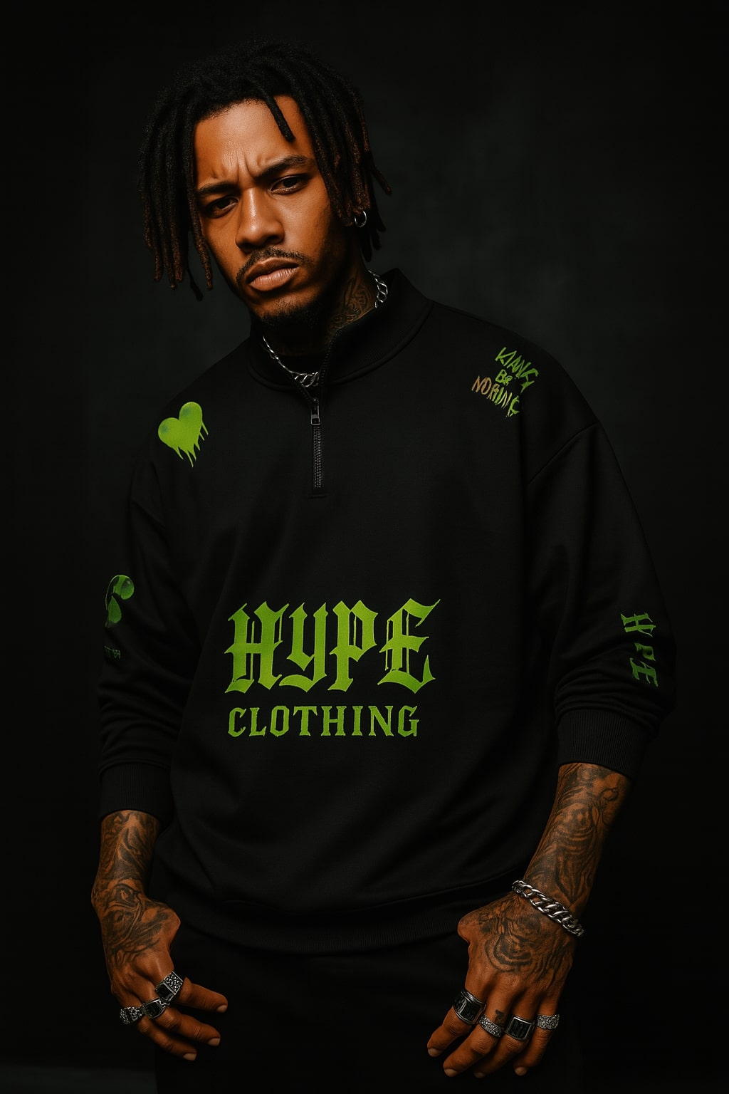 HYPE CLOTHING™ Neon Dropout Half-Zip Sweatshirt - Black
