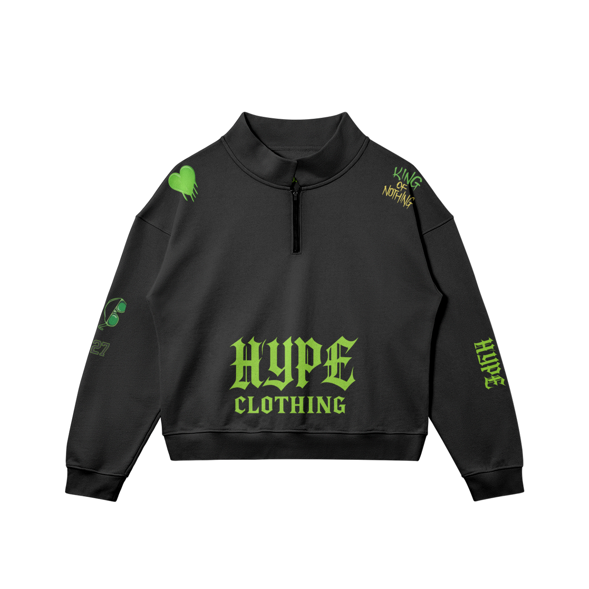 HYPE CLOTHING™ Neon Dropout Half-Zip Sweatshirt - Black