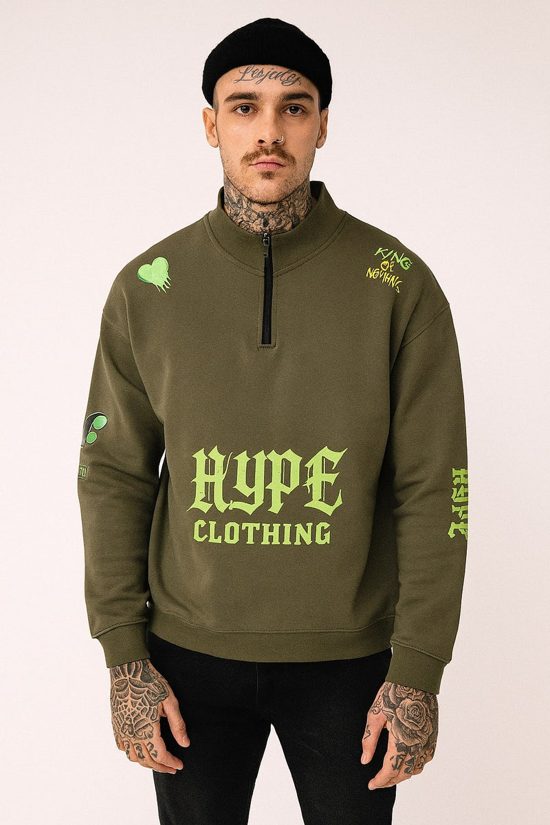 HYPE CLOTHING™ Neon Dropout Half-Zip Sweatshirt - Green
