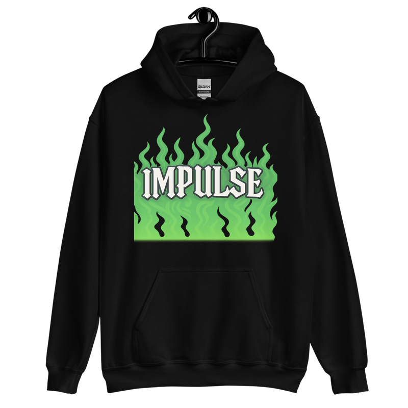 IMPULSE Flame Y2K Hoodie - Black