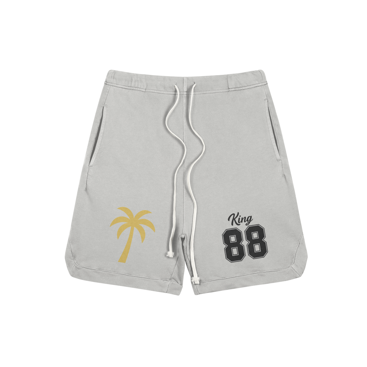 King 88 Palm Tree Sweat Shorts – Light Grey - Light Gray / M