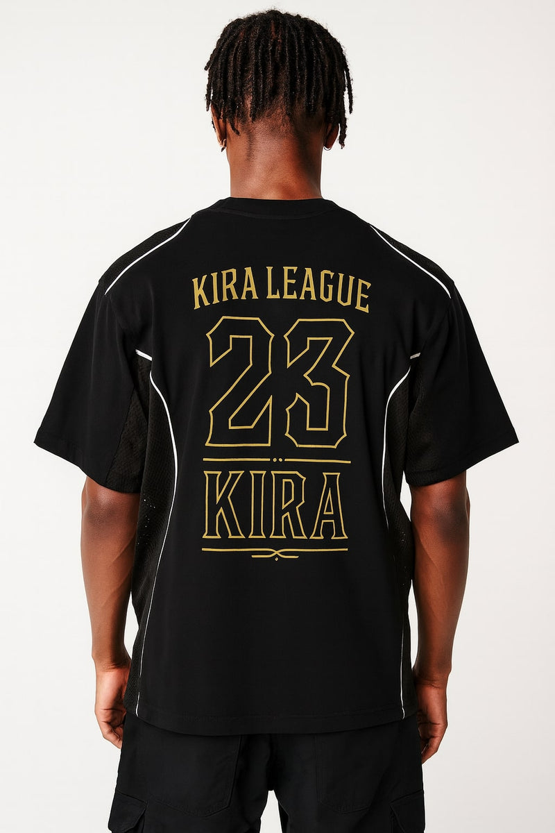 KIRA League ’23 Gothic Mesh Panel Jersey Tee - BLACK