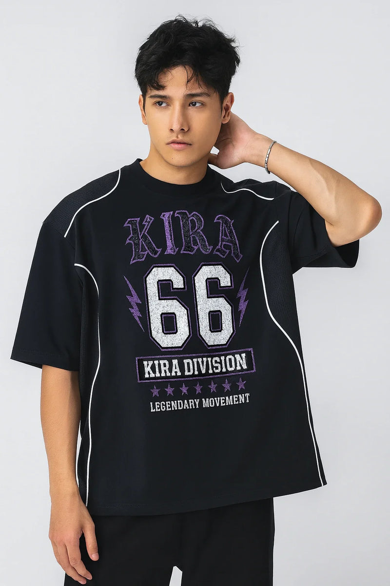 KIRA League ’23 Gothic Mesh Panel Jersey Tee - VIOLET BLACK