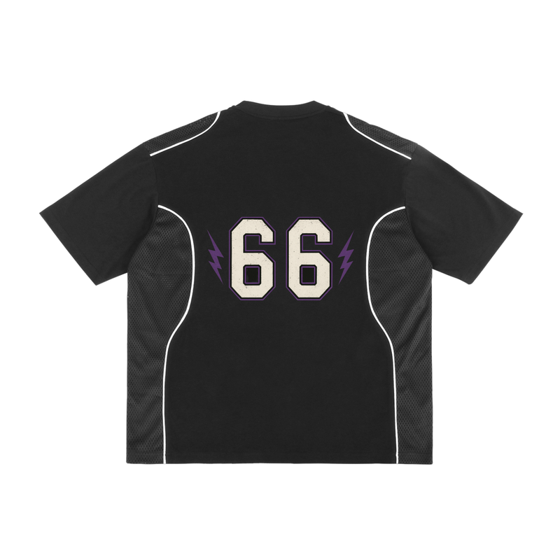 KIRA League ’23 Gothic Mesh Panel Jersey Tee - VIOLET BLACK