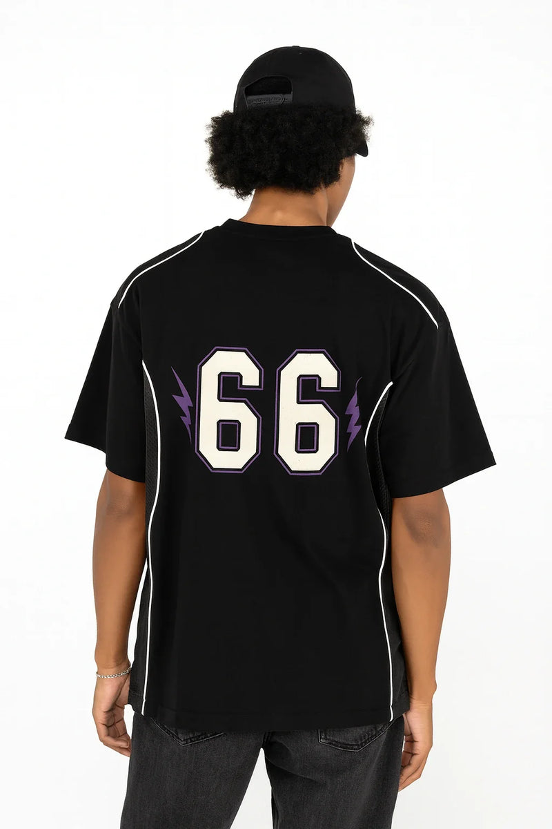 KIRA League ’23 Gothic Mesh Panel Jersey Tee - VIOLET BLACK