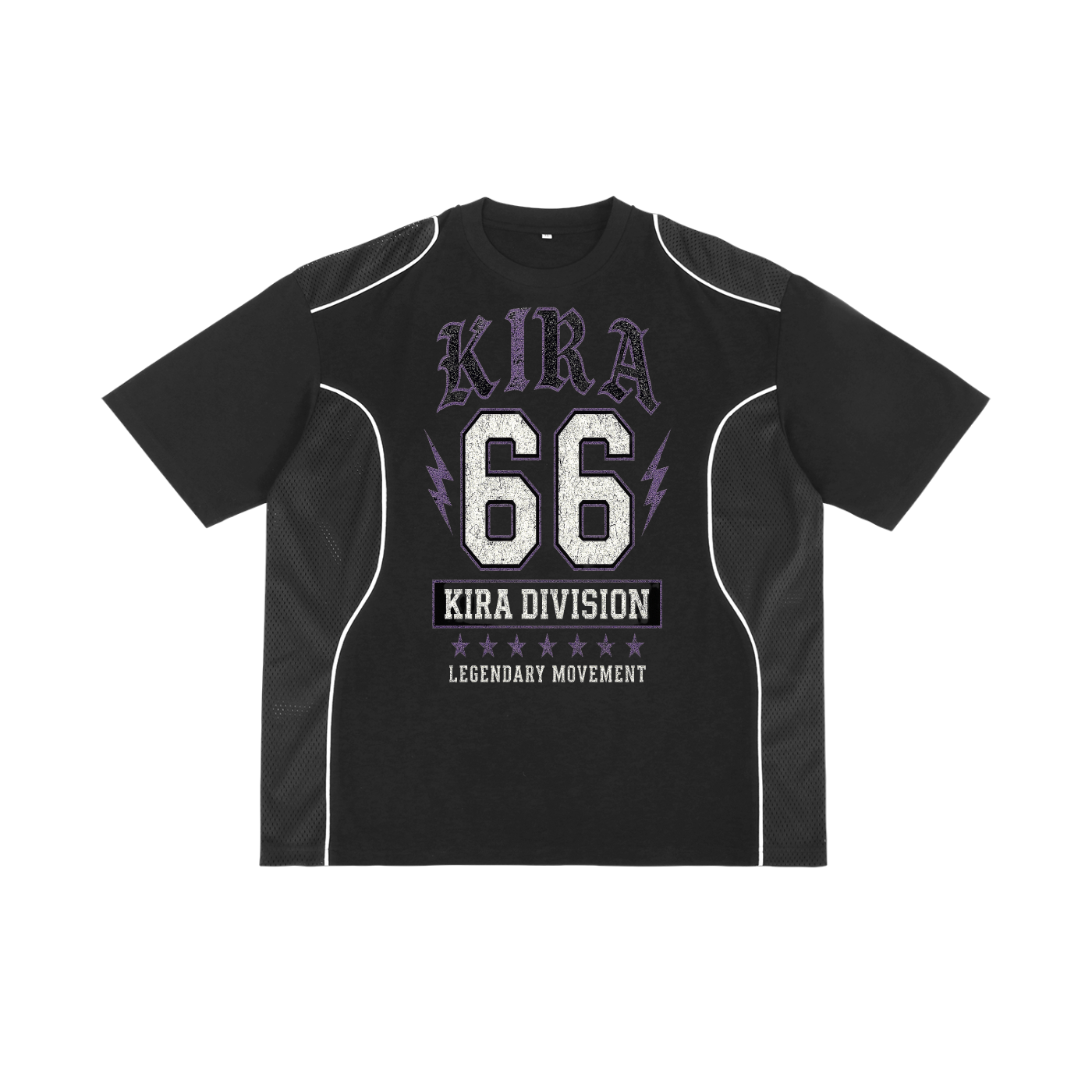 KIRA League ’23 Gothic Mesh Panel Jersey Tee VIOLET BLACK Black / S