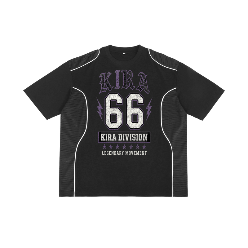 KIRA League ’23 Gothic Mesh Panel Jersey Tee - VIOLET BLACK