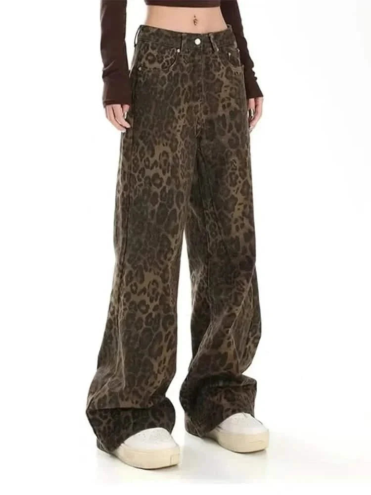 Leopard Print Jeans Womens