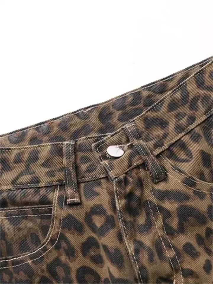 Leopard Print Jeans Womens