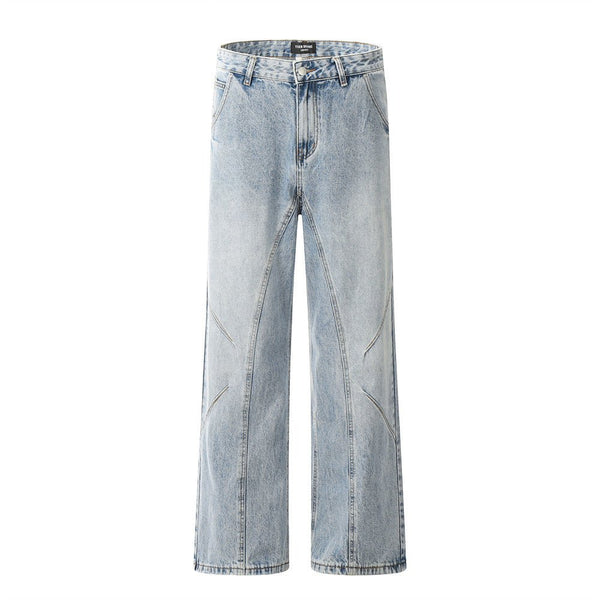 Light blue wide-leg jeans. — hover
