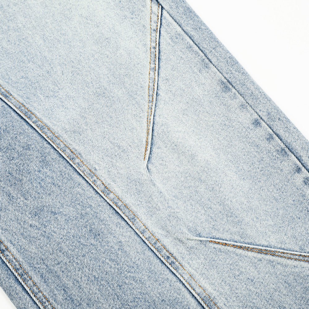 Denim patchwork jeans.