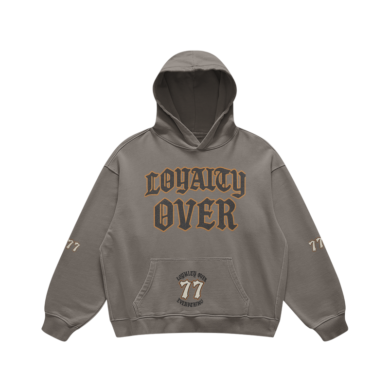 LOYALTY OVER Pullover Hoodies Oversized - Friar Gray