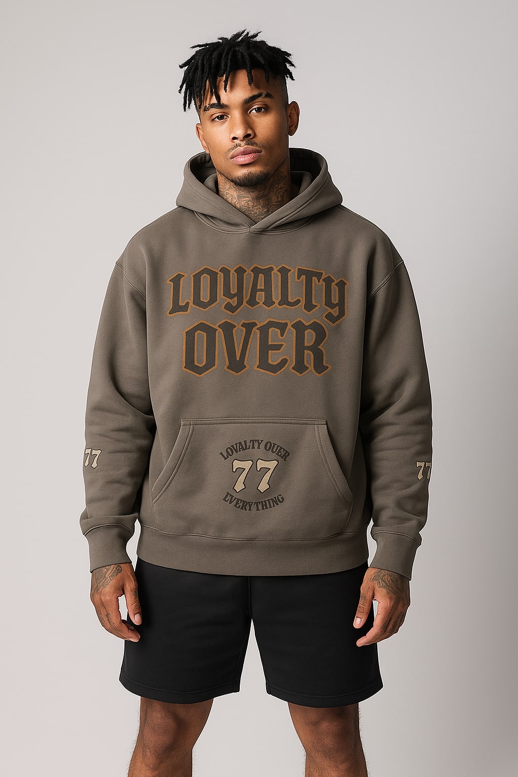 LOYALTY OVER Pullover Hoodies Oversized - Friar Gray