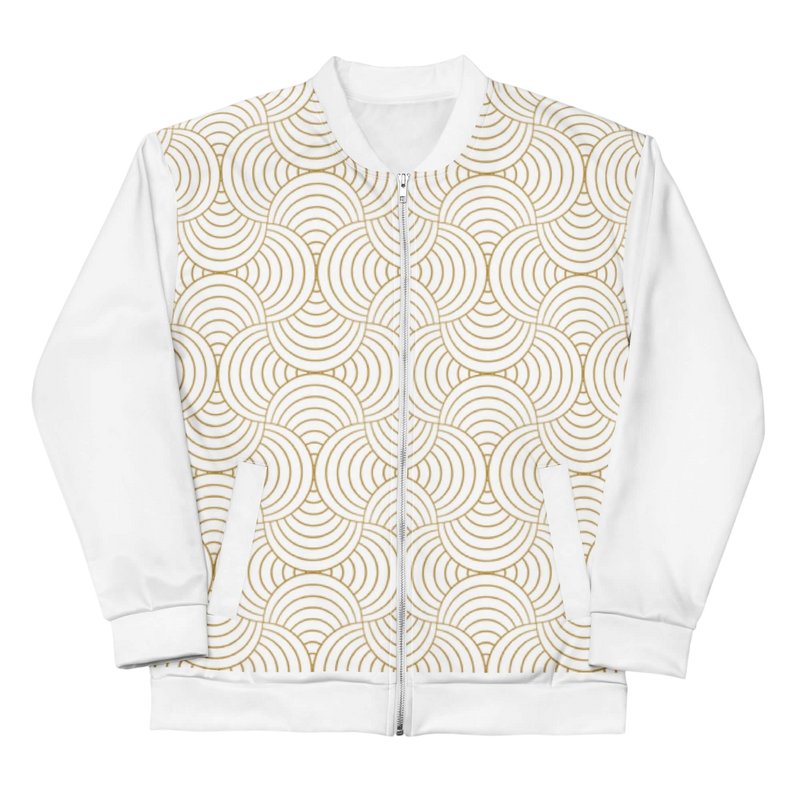 Luxury White and Gold Bomber Jacket