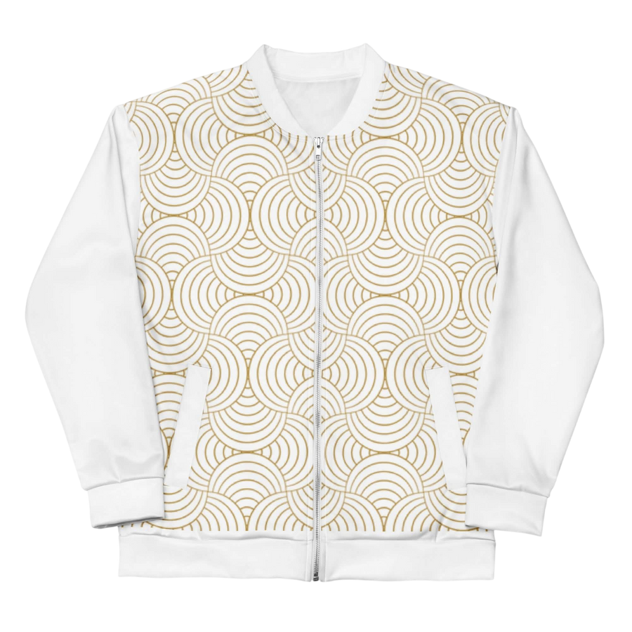 Luxury White and Gold Bomber Jacket