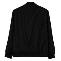 Men’s Black Bomber Jacket with Purple Crown showcasing a stylish design