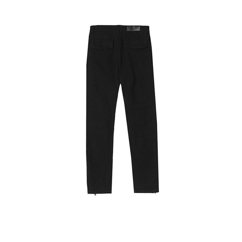 Men’s Black Streetwear Denim with Zipper and Button Details