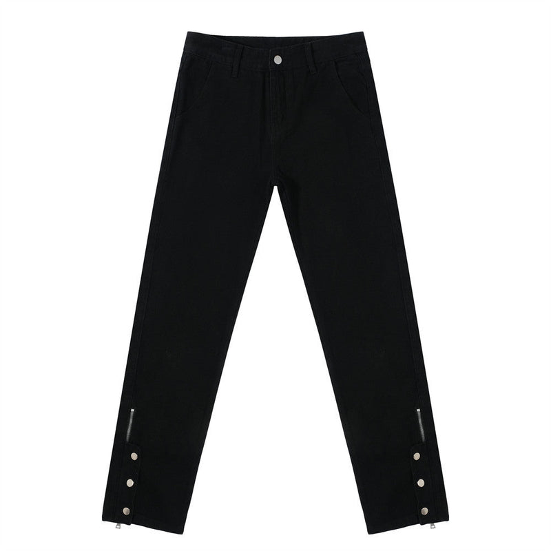 Men’s Black Streetwear Pants with Zipper