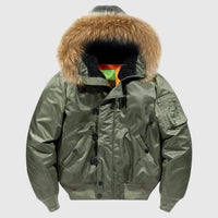 Men’s Bomber Jacket with Fur Hood - Men’s Bomber Jacket