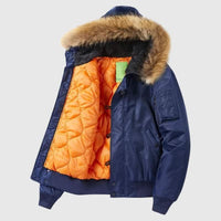 Men’s Bomber Jacket with Fur Hood - Men’s Bomber Jacket