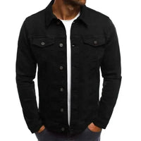 Men’s Classic Denim Jacket in Black, a timeless staple for casual outfits