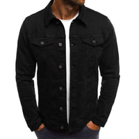 Men’s Classic Denim Jacket in black, featuring timeless style and durability