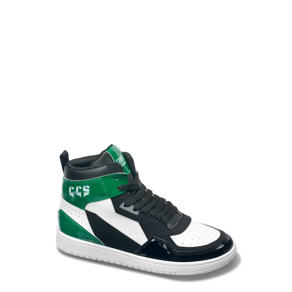 Men’s Green and Black High-top Sneakers featuring stylish black high-top design