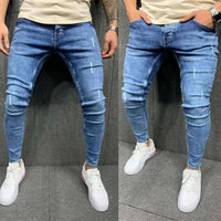 Men’s Skinny Distressed Jeans - Blue / XXL / United States - Men’s Jeans