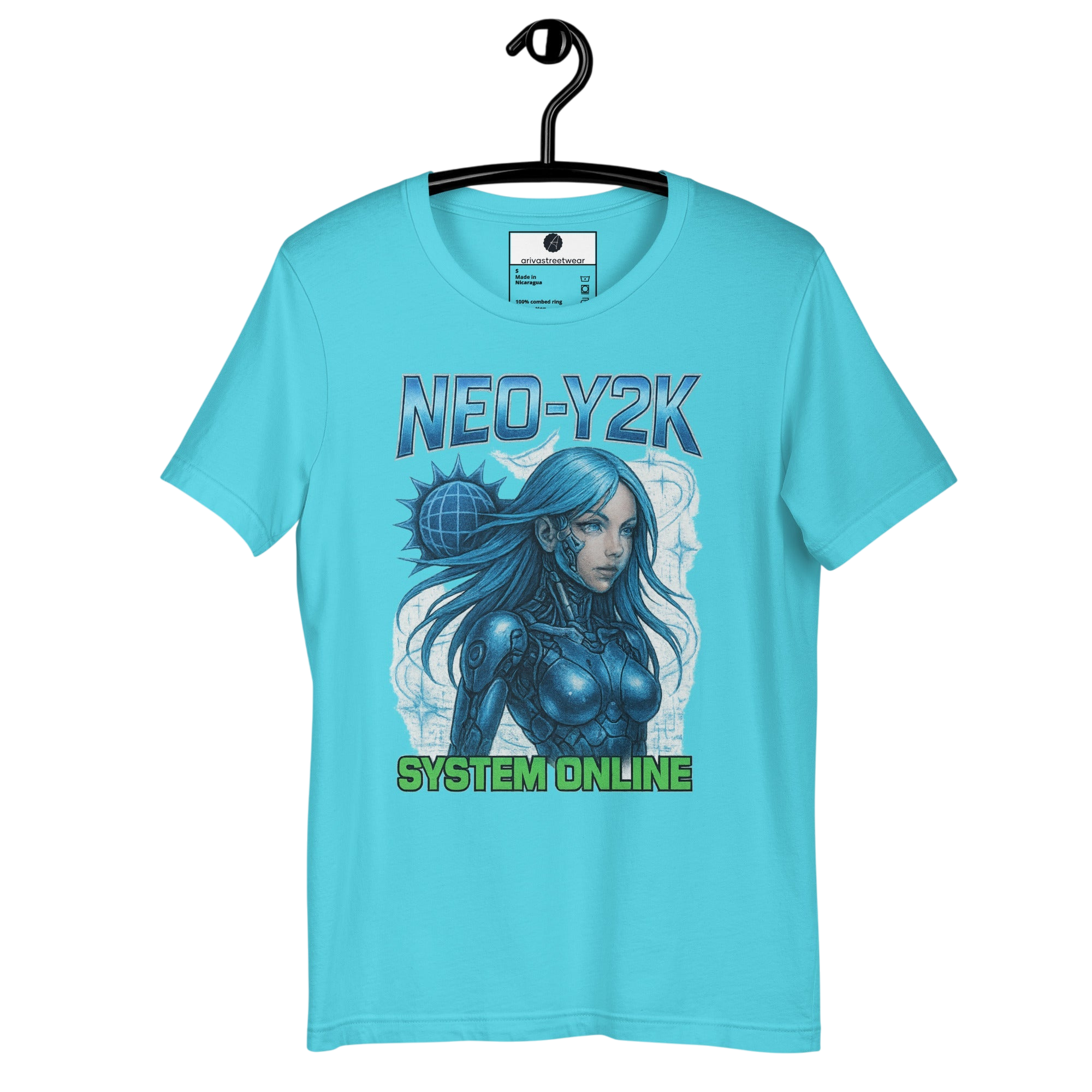 Neo-Y2K Cyber Siren Tee – System Online Electric Blue