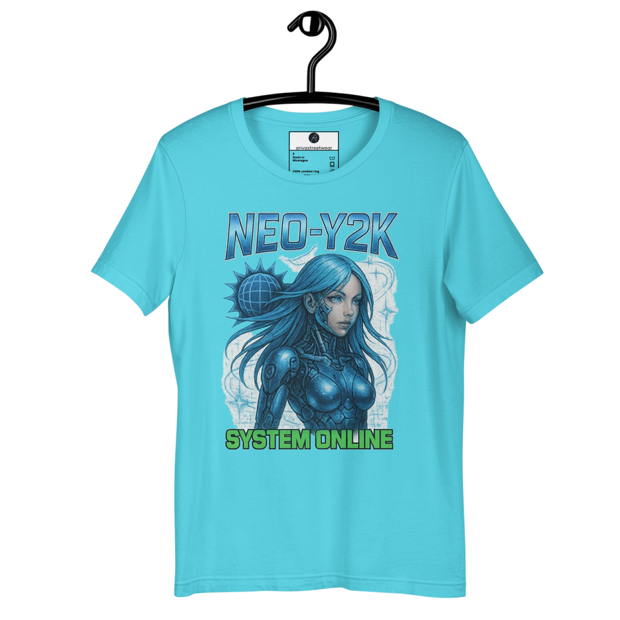 Neo-Y2K Cyber ​​Siren T-shirt – System Online Elektrisk Blå