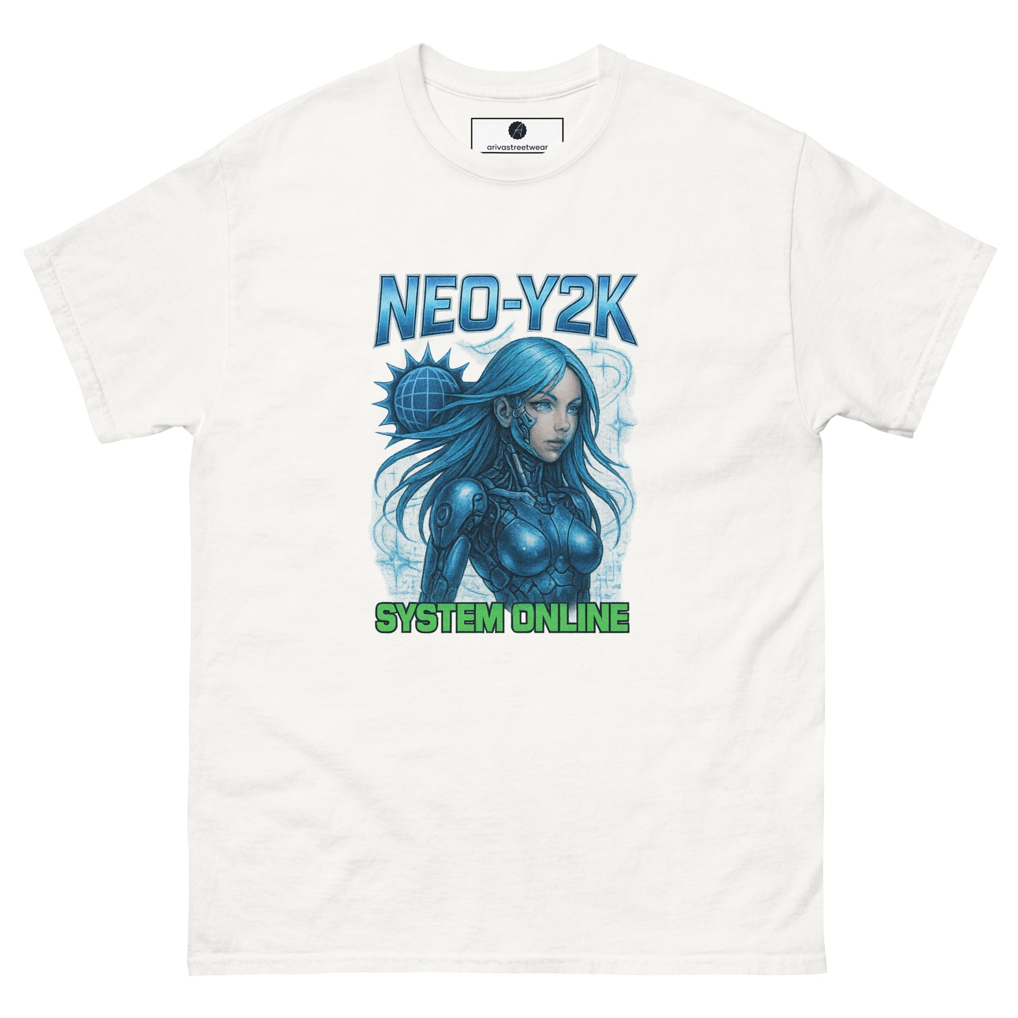 Neo-Y2K Cyber Siren Tee – System Online White