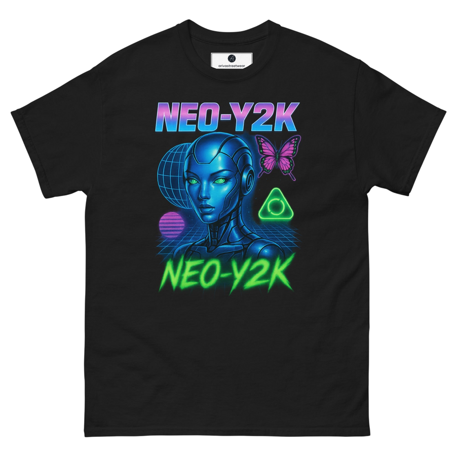Neo-Y2K Cybercore T-shirt - Svart