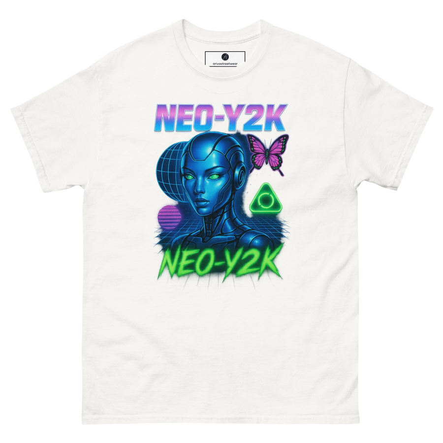 Neo-Y2K Cybercore T-shirt - Vit