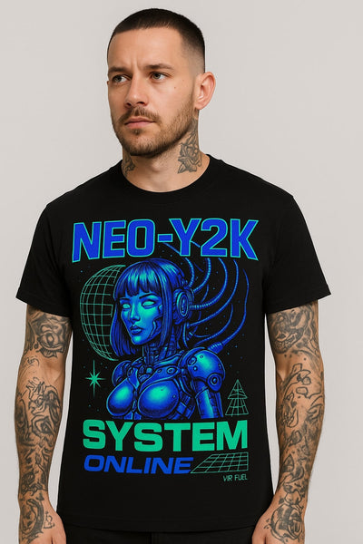 Neo-Y2K Cyberpunk Bot Tee – hover