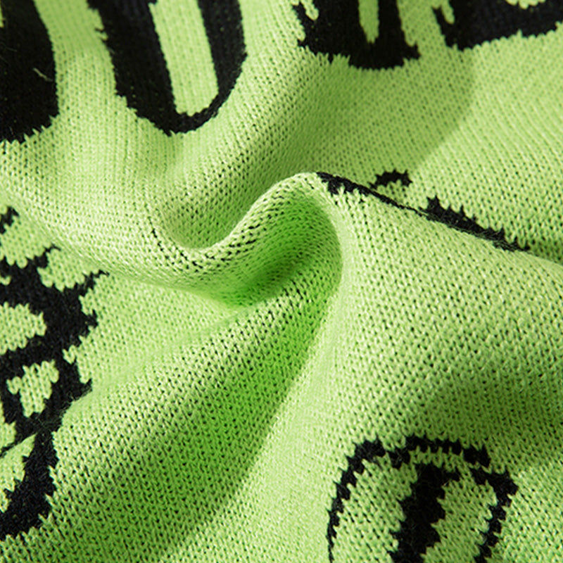 Neon Green Graphic Streetwear Sweater