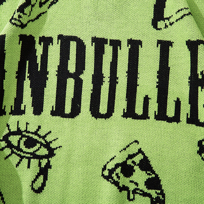 Neon Green Graphic Streetwear Sweater