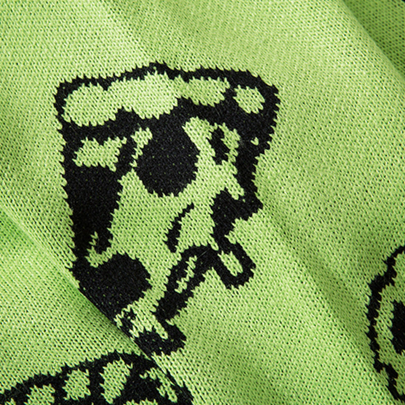Neon Green Graphic Streetwear Sweater