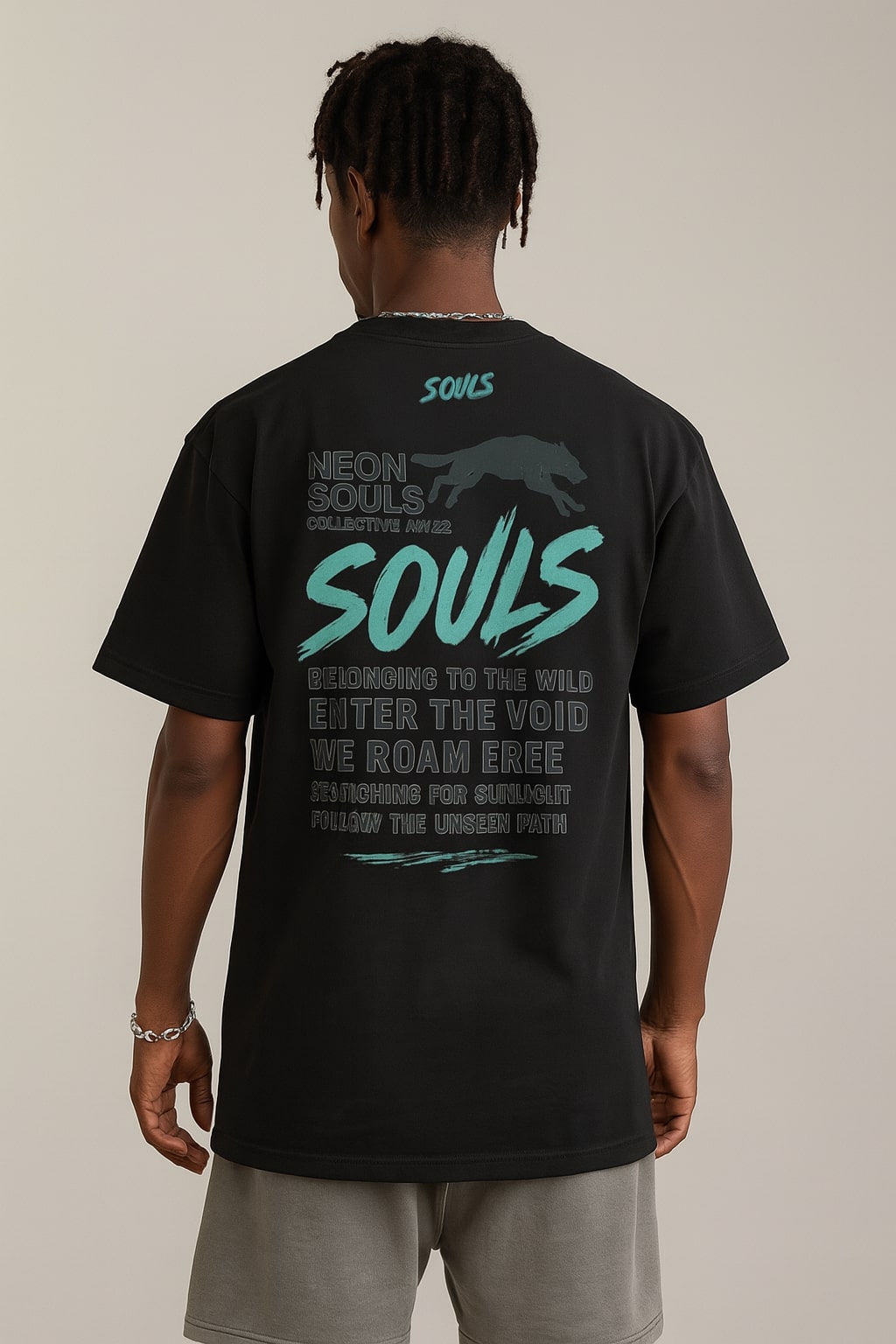 NEON SOULS Graphic Streetwear T-Shirt - Black