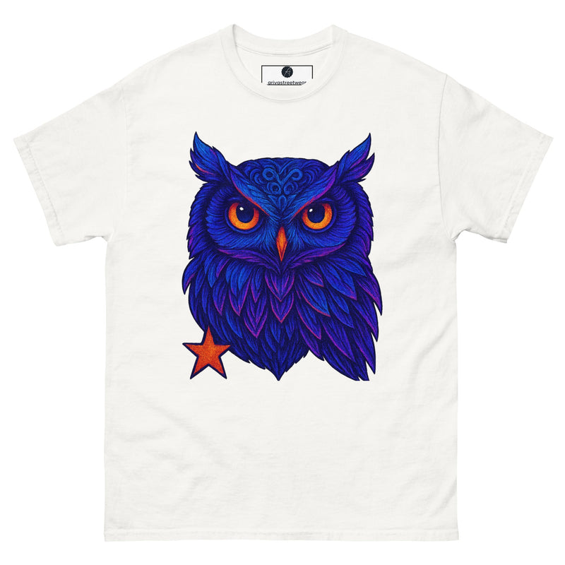 Neon Wisdom: Psychedelic Owl T-Shirt