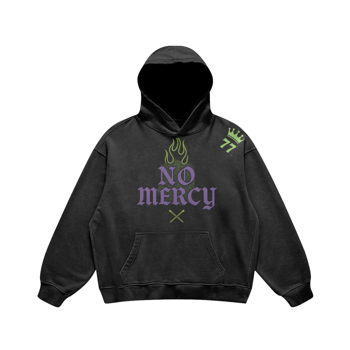No Mercy 77 Crown Hoodie - FADED BLACK - Faded Black / S