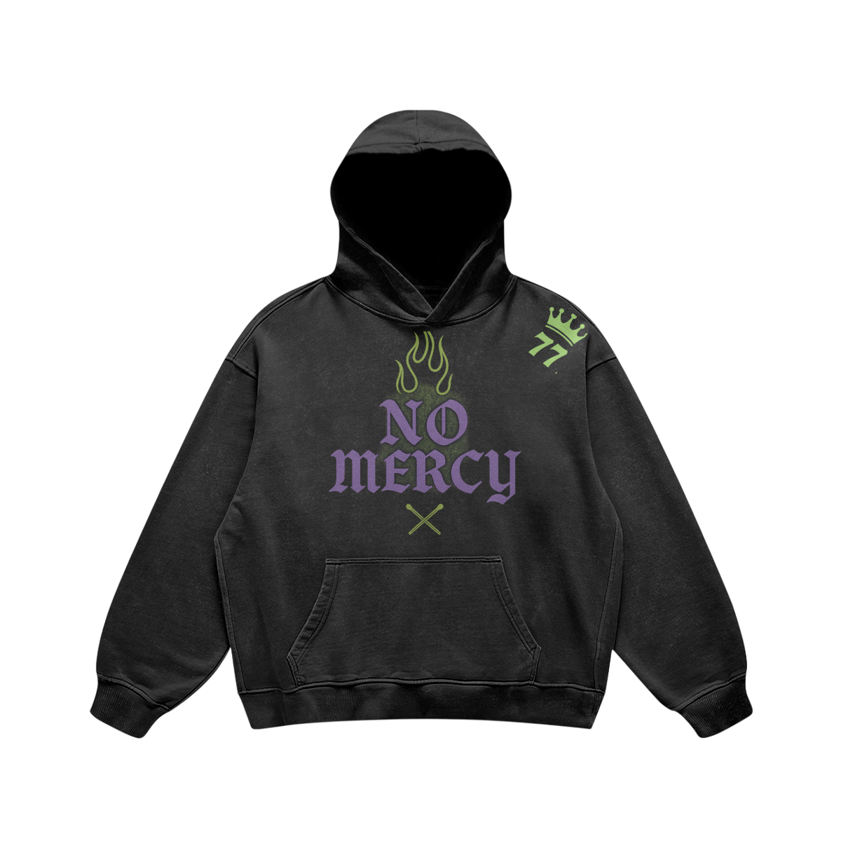 No Mercy 77 Crown Hoodie - FADED BLACK - Faded Black / S