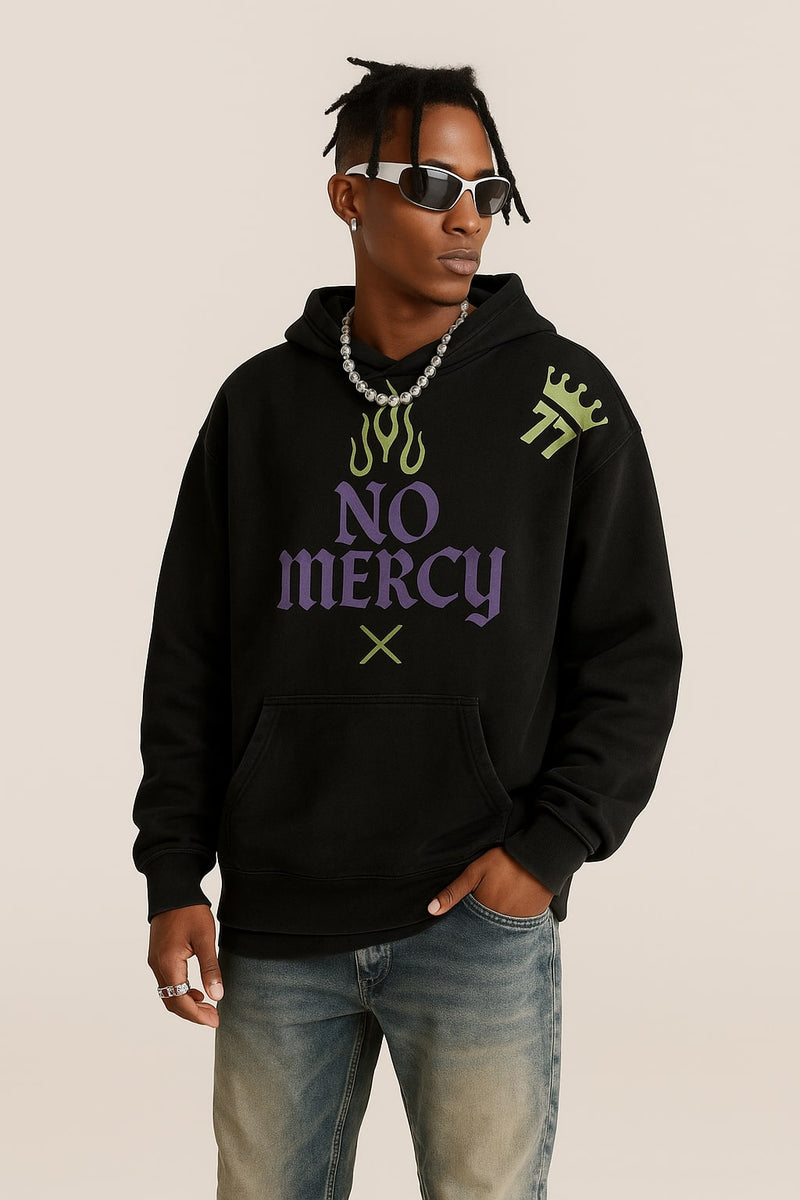 No Mercy 77 Crown Hoodie - FADED BLACK
