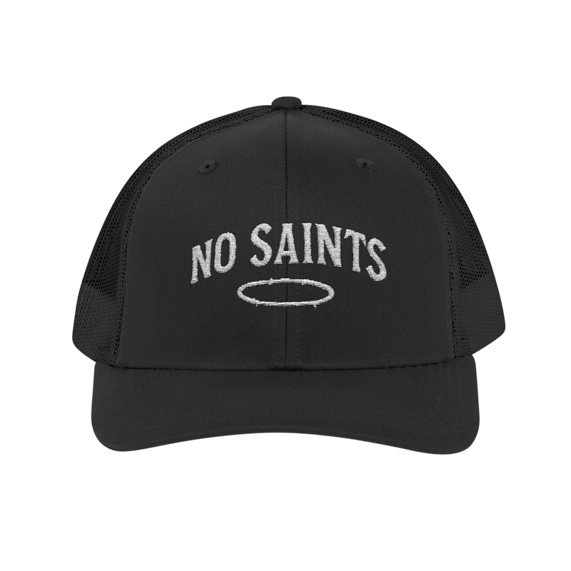 No Saints Black Snapback Trucker Cap
