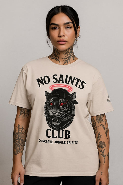 No Saints Club™ ’Concrete Jungle Spirits’ Streetwear Tee - Beige — hover