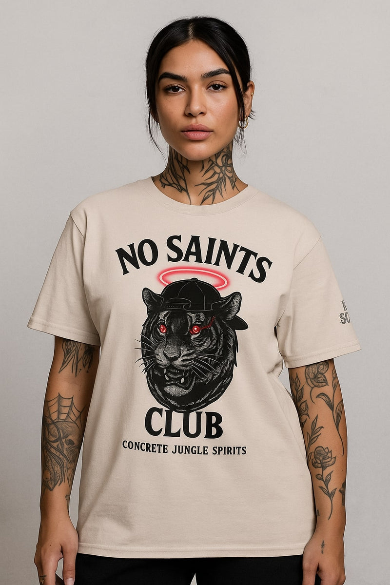 No Saints Club™ "Concrete Jungle Spirits" Streetwear Tee - Beige