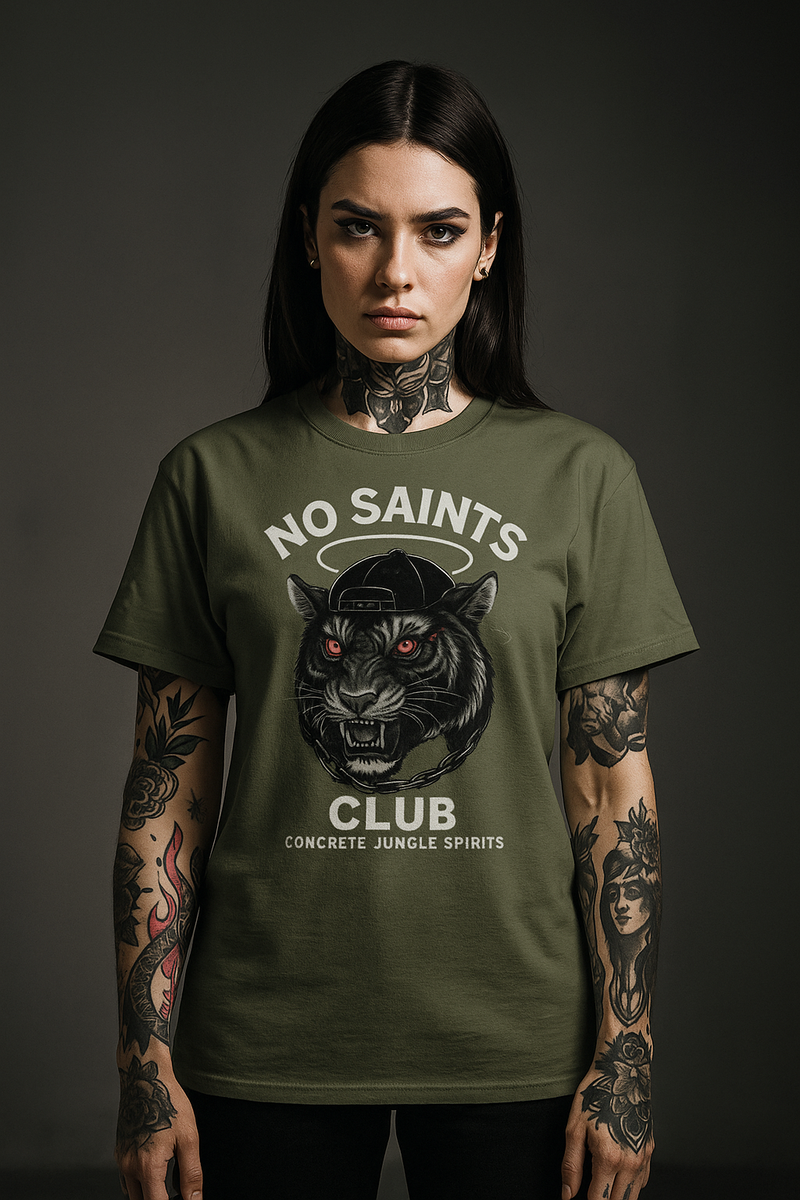No Saints Club™ "Concrete Jungle Spirits" Streetwear Tee - Green