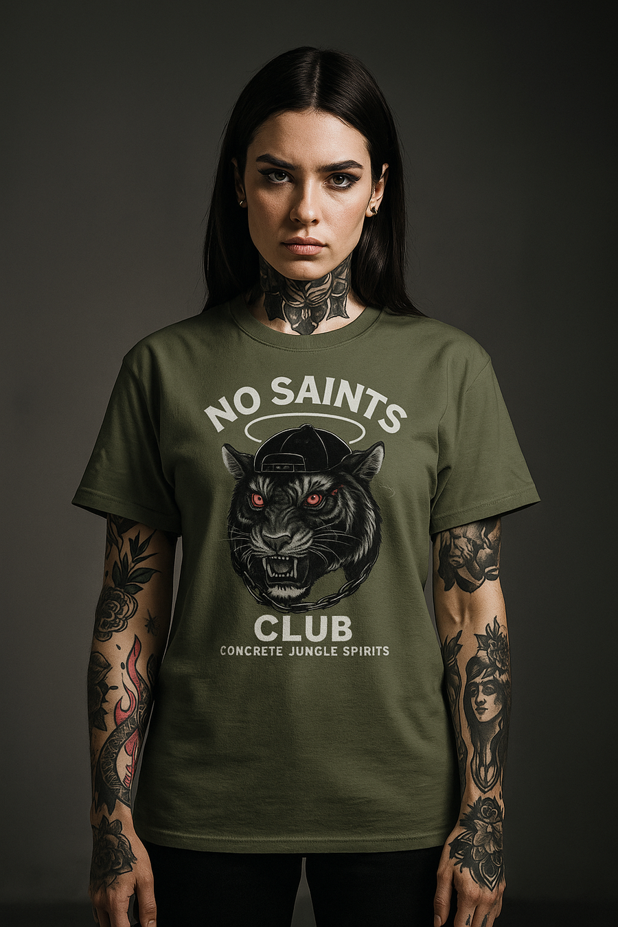 No Saints Club™ "Concrete Jungle Spirits" Streetwear Tee - Green