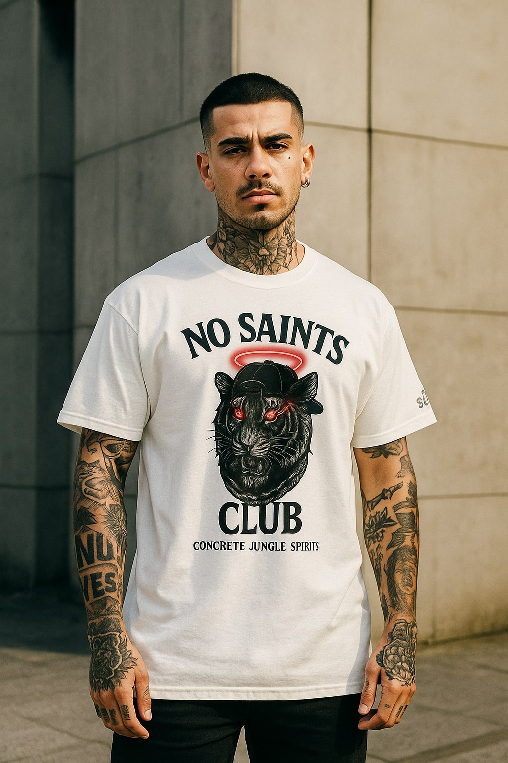 No Saints Club™ 'Concrete Jungle Spirits' Streetwear Tee – White