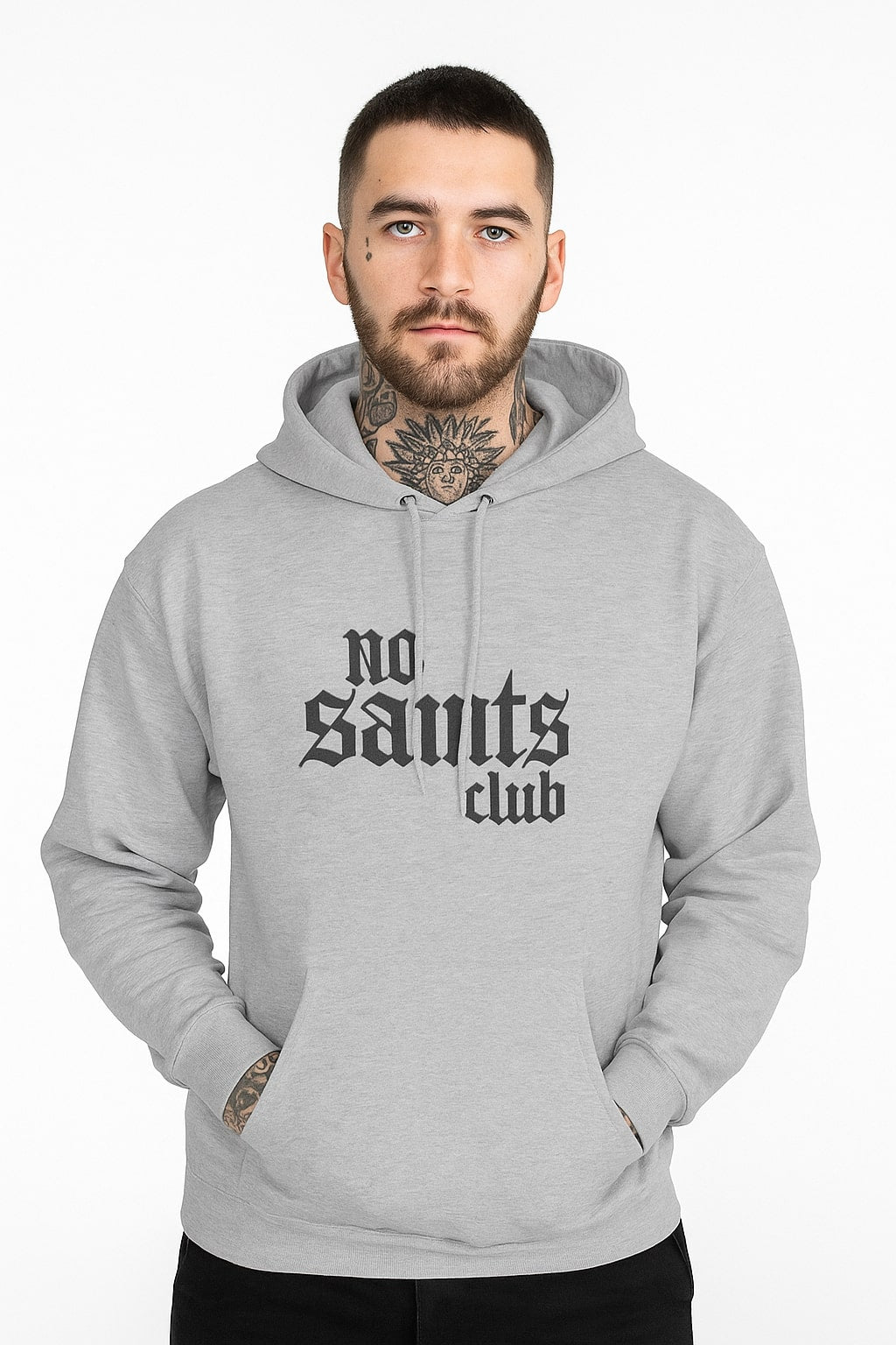No Saints Club Fleece Hoodie - Heather Gray